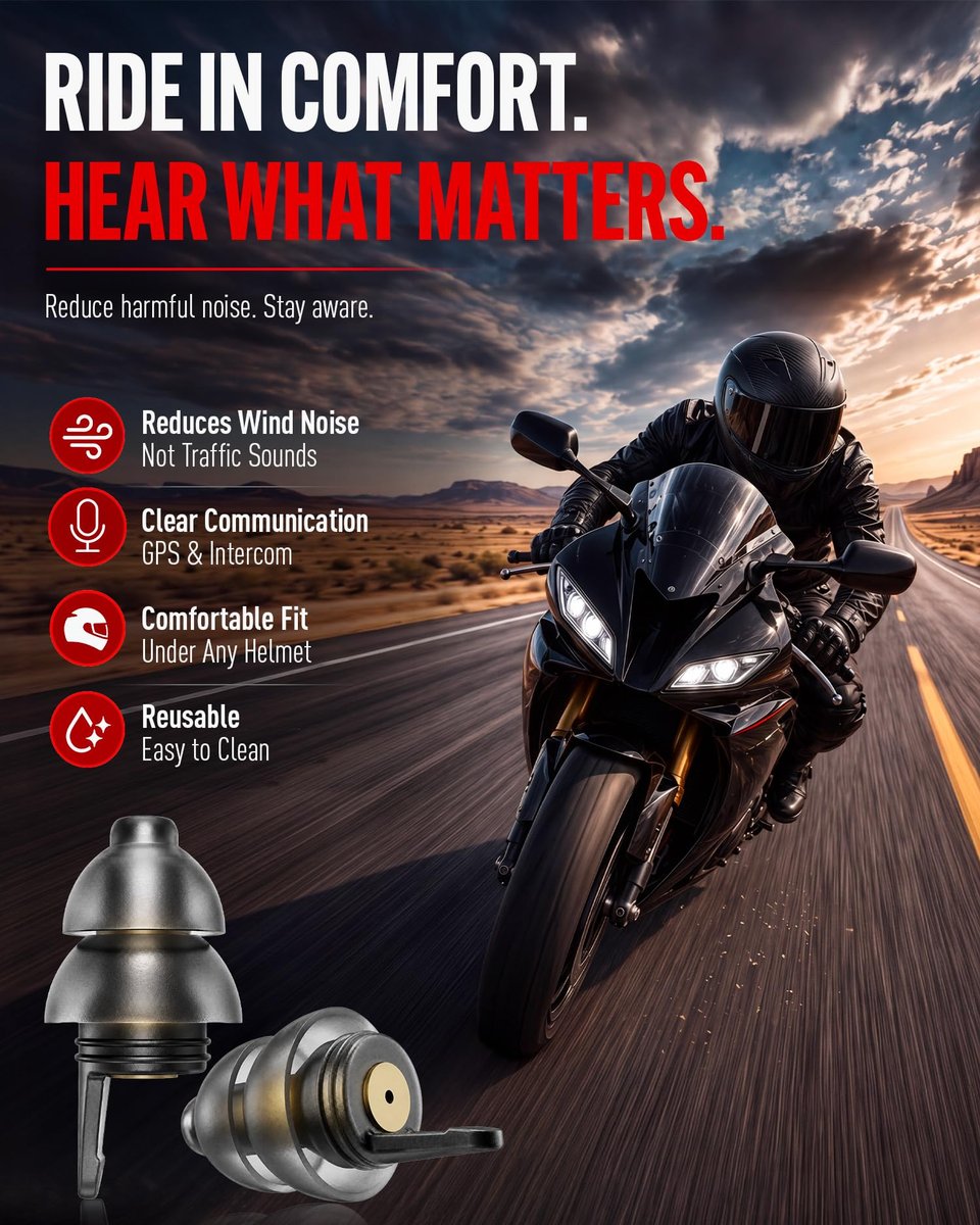 Motorrad Ohrstöpsel zur Windgeräuschreduzierung, 2 Paar wiederverwendbare Motorradzubehör - Moto Ohrstöpsel, weicher bequemer Gehörschutz für Motorrad, Touren, Rennen, Fahren - 25dB, Biker Geschenke
