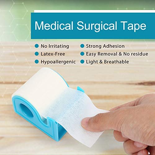 LotFancy Medizinisches Tape, 6 Rollen 5 cm x 9,1 m, hypoallergenes chirurgisches Papierklebeband, Wundversorgung und Erste-Hilfe-Tape, inklusive 2 Spendern