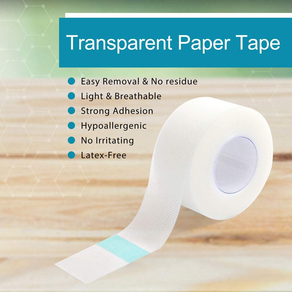 LotFancy Transparentes medizinisches Klebeband 1" x 10 Yards, 2 Rollen hypoallergenes chirurgisches Klebeband, wasserfestes PE-Erste-Hilfe-Band zur Wundversorgung, Fixierung von Verbänden, für empfindliche Haut, latexfrei