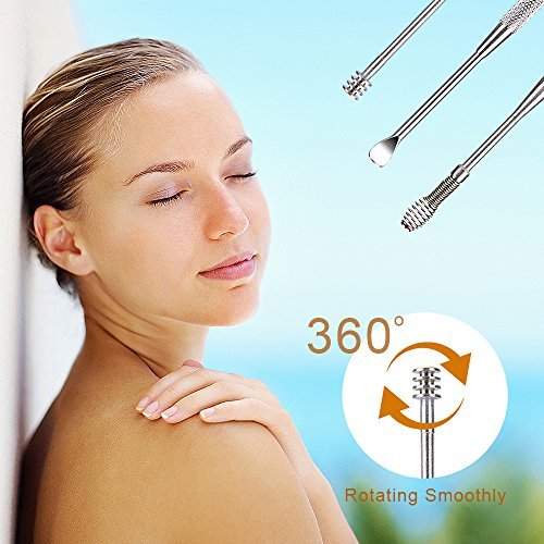BetyBedy Ohrenreiniger Set – 7-teiliges Ohrlöffel-Set zur Ohrenschmalzentfernung mit Reinigungsbürste und Aufbewahrungsbox, Silber