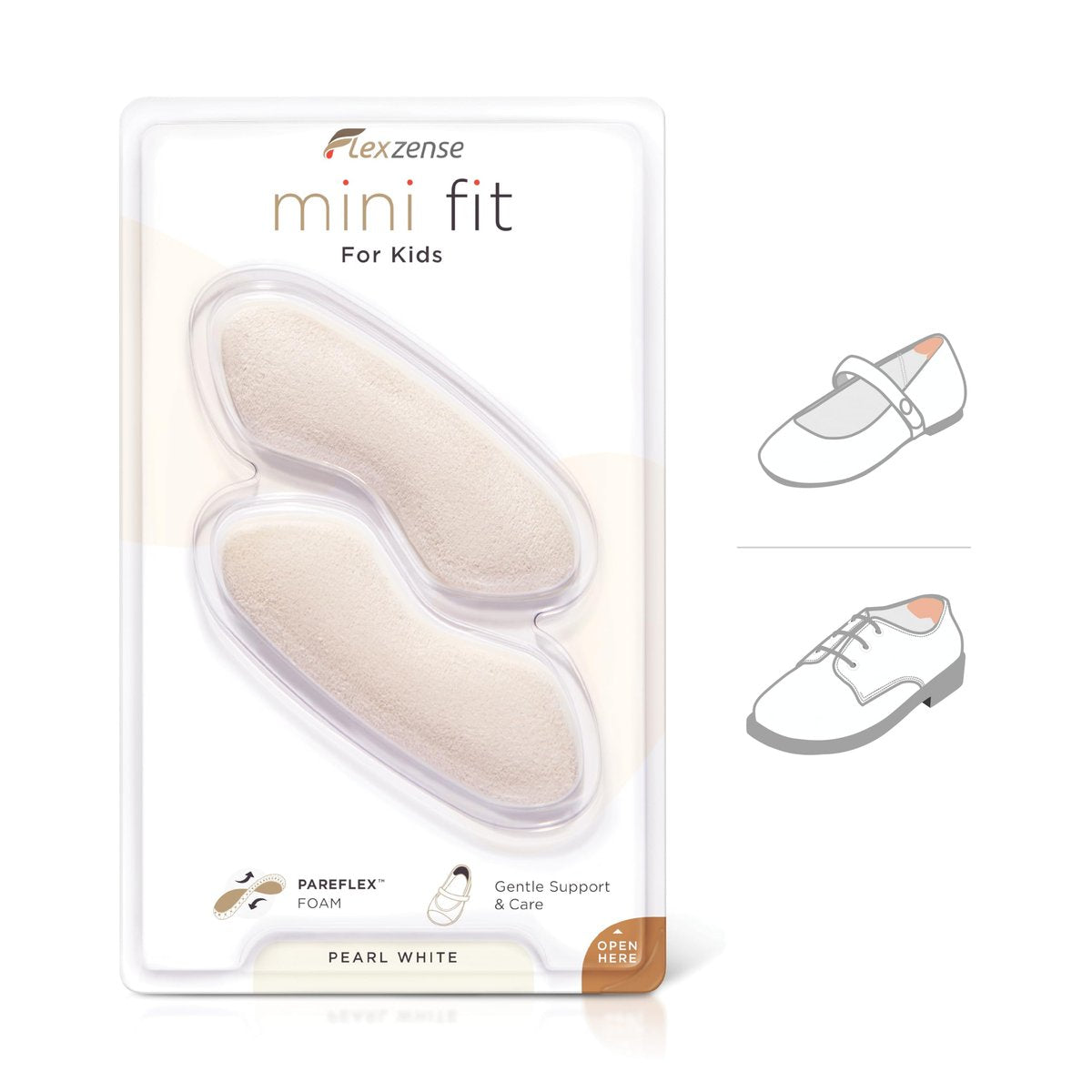 FLEXZENSE Mini Fit für Kinder | Feineinstellung des Platzes in Kinderschuhen | 5,5 mm dick | 1 Paar (Perlweiß)