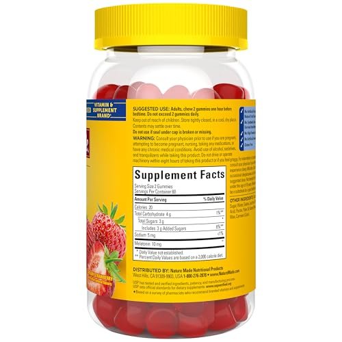 Nature Made Melatonin 10 mg Gummis – Einschlafhilfe für Erwachsene, Höchstdosis, 120 Stück, 60 Tage Vorrat