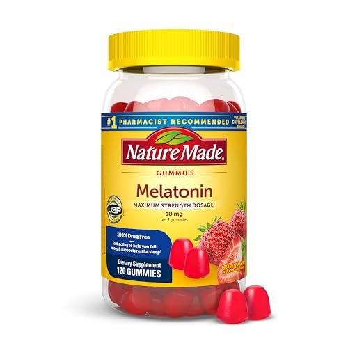 Nature Made Melatonin 10 mg Gummis – Einschlafhilfe für Erwachsene, Höchstdosis, 120 Stück, 60 Tage Vorrat