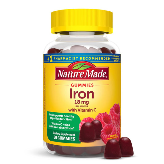Nature Made Eisen 18 mg pro Portion Gummis mit Vitamin C – Eisenpräparat zur Unterstützung roter Blutkörperchen, 60 Gummis, 30-Tage-Vorrat