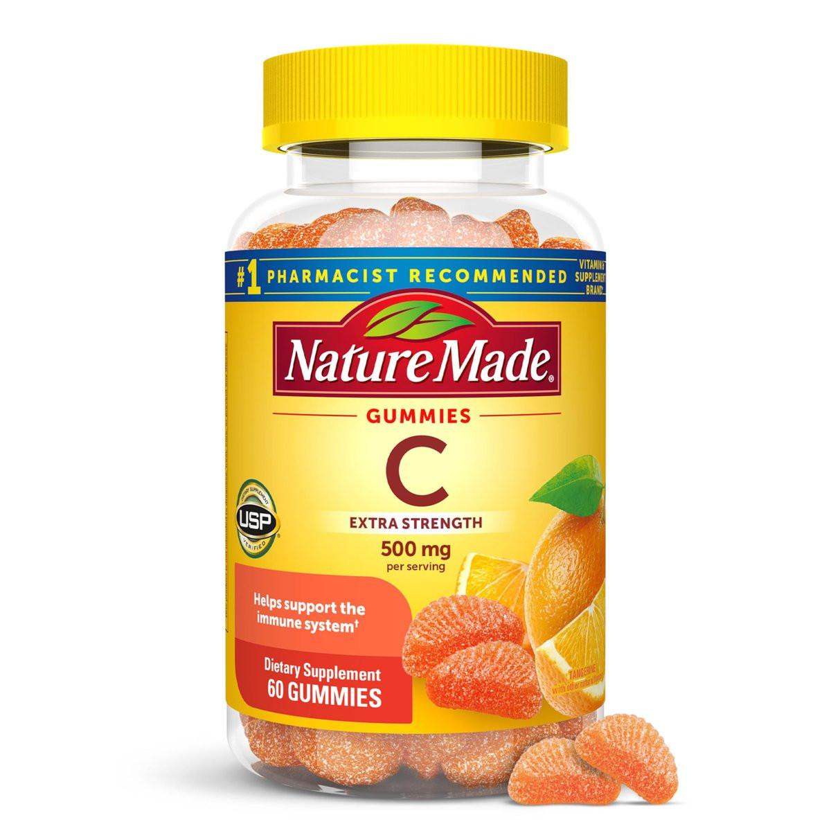 Nature Made Extra Strength Vitamin C 500 mg Gummis - Immunstärkung, 60 Stück, 30 Tage Vorrat