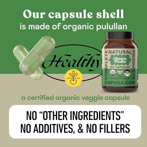 Chanca Piedra Bio-Kapseln 500 mg – Phyllanthus Niruri Steinbrecher Extrakt, Nieren-Gallenblasen-Leber Unterstützung, 100 Kapseln, Non GMO, Alkoholfrei, Vegan, Hergestellt in USA