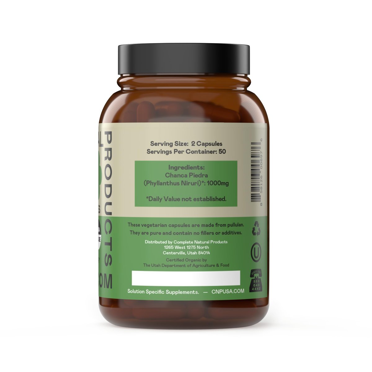 Chanca Piedra Bio-Kapseln 500 mg – Phyllanthus Niruri Steinbrecher Extrakt, Nieren-Gallenblasen-Leber Unterstützung, 100 Kapseln, Non GMO, Alkoholfrei, Vegan, Hergestellt in USA