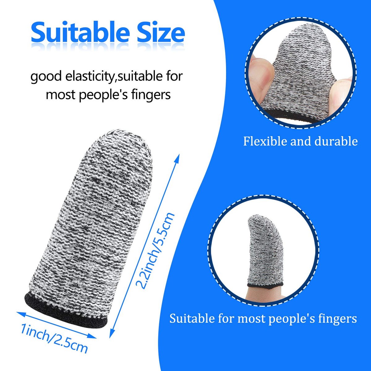 Honoson 20 Stück schnittfeste Fingerlinge, wiederverwendbare Finger- und Daumenschutzhandschuhe für Küche, Bildhauerei (5,6 cm)