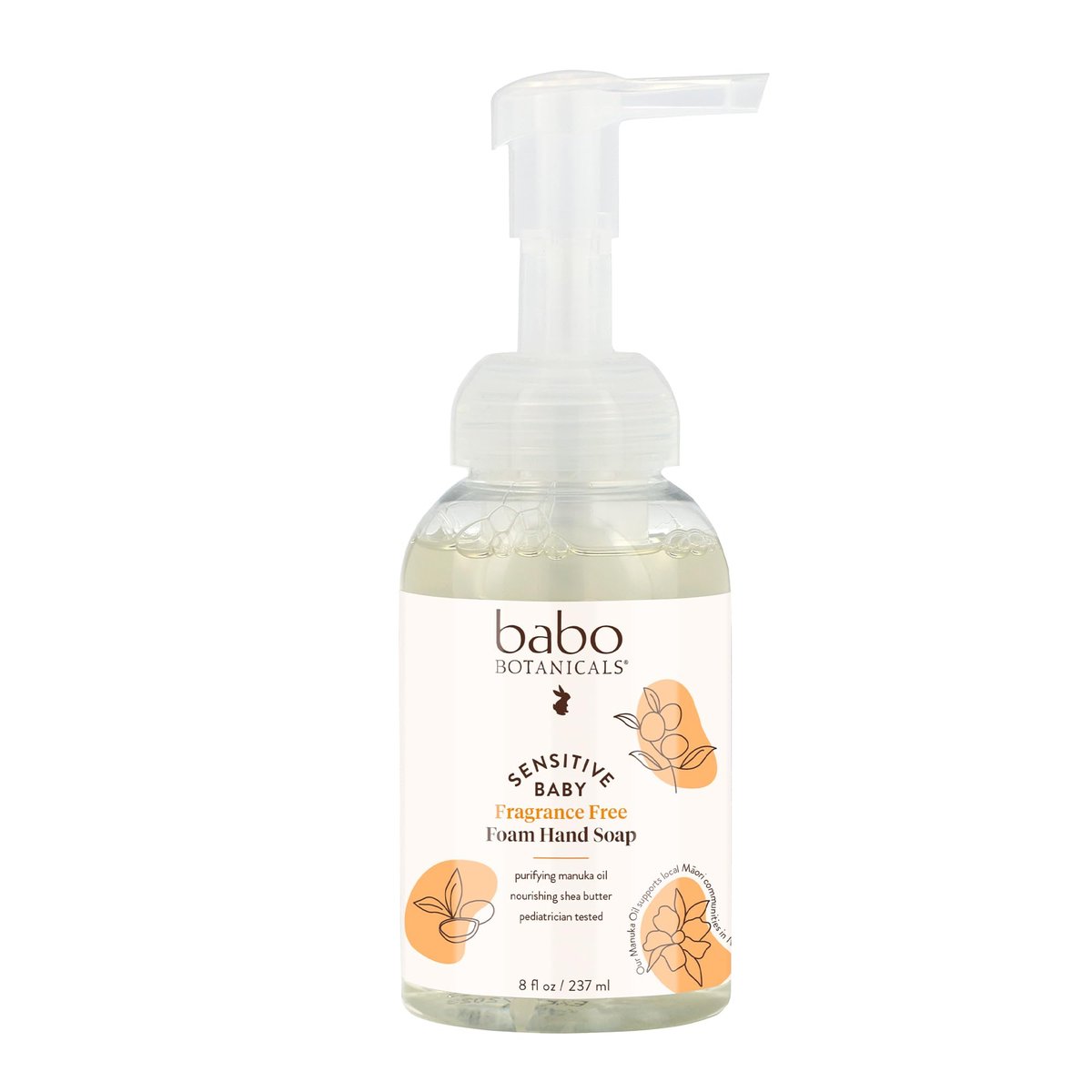 Babo Botanicals Sensitive Baby Duftfreier Schaum-Handseife - Selbstschäumend - Manuka-Öl, Sheabutter & Aloe Vera - Für Babys, Kinder und Erwachsene mit empfindlicher Haut - Vegan