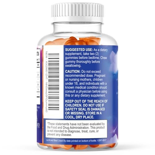 Melatonin Einschlaf Gummibärchen - 6mg pro Portion - Zuckerfreie Melatonin Gummis für Erwachsene - Extra starkes Schlaf-Gummipräparat - Unterstützt erholsamen Schlaf - Leckerer Orangen-Geschmack - 60 Gummis