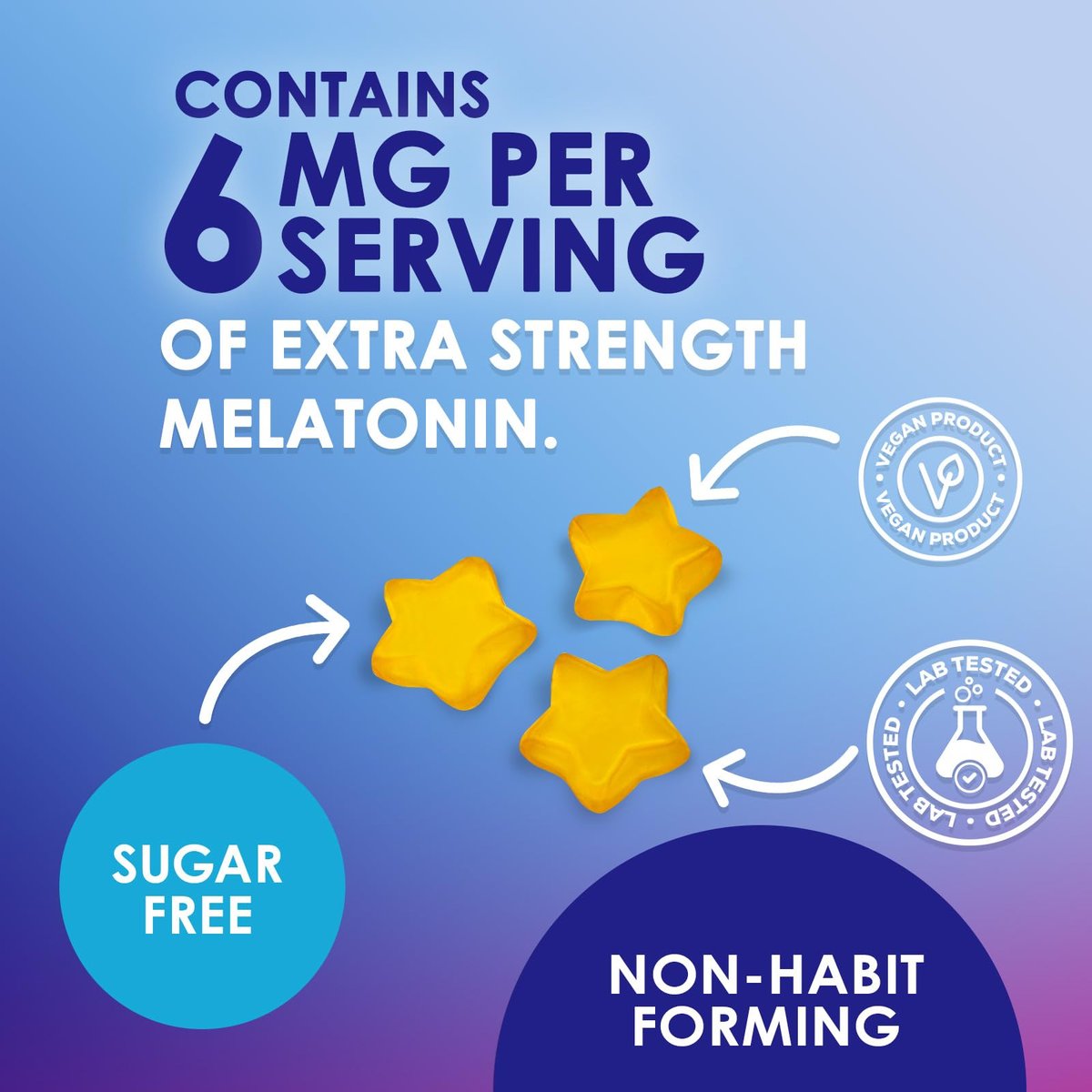 Melatonin Einschlaf Gummibärchen - 6mg pro Portion - Zuckerfreie Melatonin Gummis für Erwachsene - Extra starkes Schlaf-Gummipräparat - Unterstützt erholsamen Schlaf - Leckerer Orangen-Geschmack - 60 Gummis