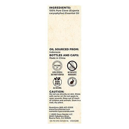 GuruNanda 100% reines Nelkenöl, naturbelassen und unverdünnt, 2 x 15 ml