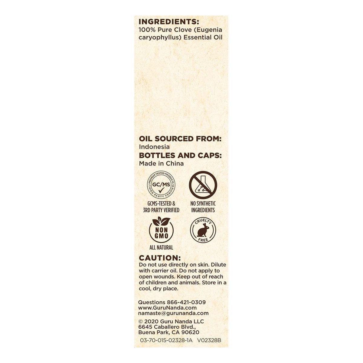 GuruNanda 100% reines Nelkenöl, naturbelassen und unverdünnt, 2 x 15 ml