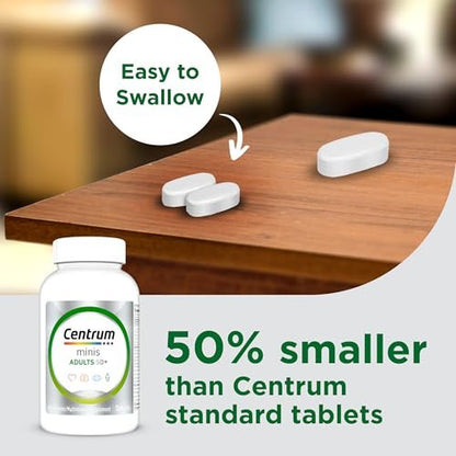 Centrum Minis Silber Multivitamin für Erwachsene ab 50, Multimineral-Ergänzung, Vitamin D3, B-Vitamine, glutenfrei, nicht gentechnisch verändert, unterstützt Gedächtnis und Kognition bei älteren Erwachsenen – 320 Stück