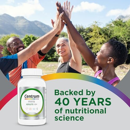 Centrum Minis Silber Multivitamin für Erwachsene ab 50, Multimineral-Ergänzung, Vitamin D3, B-Vitamine, glutenfrei, nicht gentechnisch verändert, unterstützt Gedächtnis und Kognition bei älteren Erwachsenen – 320 Stück
