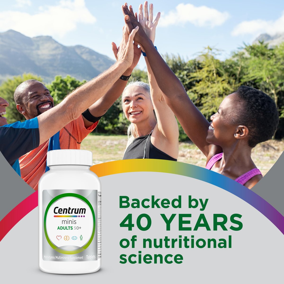 Centrum Minis Silber Multivitamin für Erwachsene ab 50, Multimineral-Ergänzung, Vitamin D3, B-Vitamine, glutenfrei, nicht gentechnisch verändert, unterstützt Gedächtnis und Kognition bei älteren Erwachsenen – 320 Stück