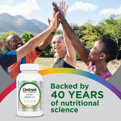 Centrum Minis Silber Multivitamin für Erwachsene ab 50, Multimineral-Ergänzung, Vitamin D3, B-Vitamine, glutenfrei, nicht gentechnisch verändert, unterstützt Gedächtnis und Kognition bei älteren Erwachsenen – 320 Stück
