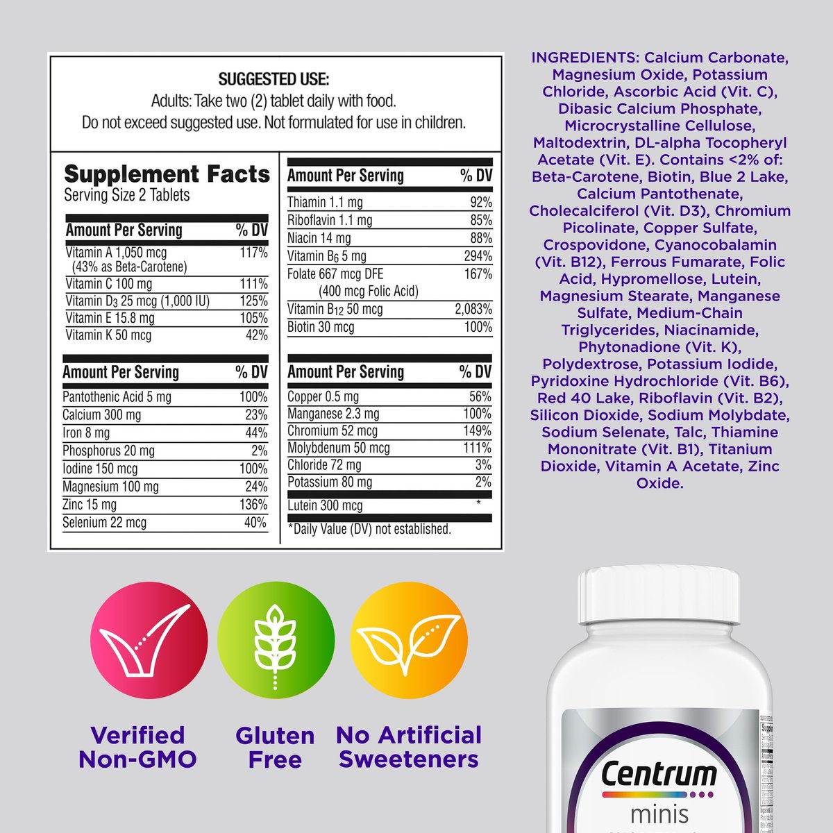 Centrum Minis Silver Frauen 50+ Multivitamin – 280 kleine Tabletten für Gedächtnis & Energie