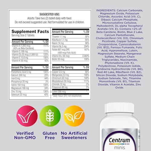 Centrum Minis Silver Frauen 50+ Multivitamin – 280 kleine Tabletten für Gedächtnis & Energie