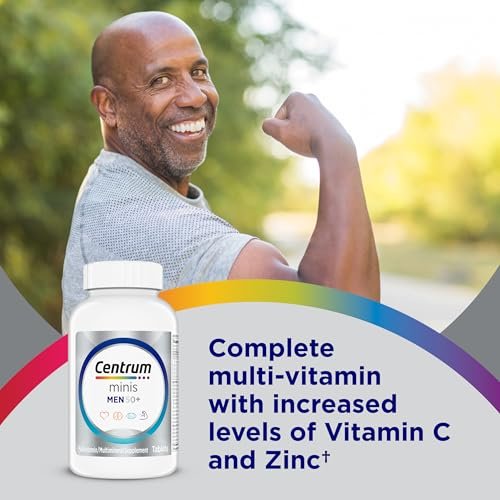 Centrum Minis Silver Multivitamin für Männer ab 50 – 280 Tabletten, mit Vitamin D3, B-Vitaminen und Zink, unterstützt Gedächtnis und Kognition