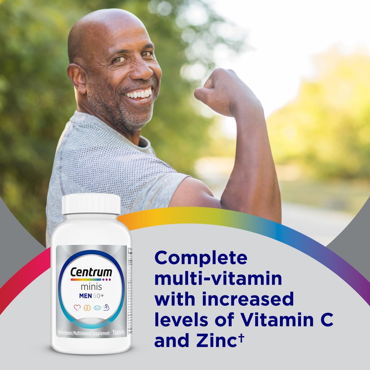 Centrum Minis Silver Multivitamin für Männer ab 50 – 280 Tabletten, mit Vitamin D3, B-Vitaminen und Zink, unterstützt Gedächtnis und Kognition