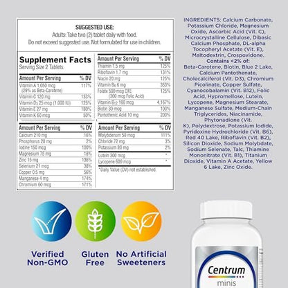 Centrum Minis Silver Multivitamin für Männer ab 50 – 280 Tabletten, mit Vitamin D3, B-Vitaminen und Zink, unterstützt Gedächtnis und Kognition