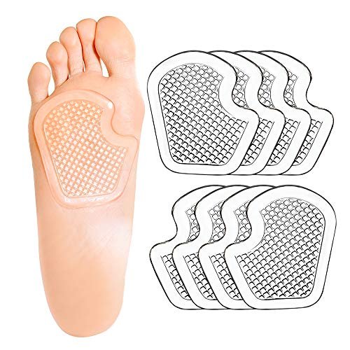 Kimihome Metatarsal Pads 8 Stück Gel-Polster, Ballenpolster schützen und lindern Metatarsalgie, Sesamoid- und Ballenschmerzen - 4 Paar