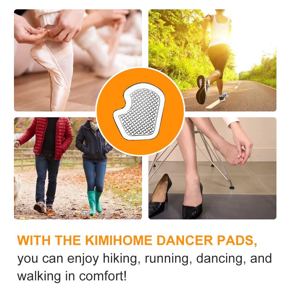 Kimihome Metatarsal Pads 8 Stück Gel-Polster, Ballenpolster schützen und lindern Metatarsalgie, Sesamoid- und Ballenschmerzen - 4 Paar