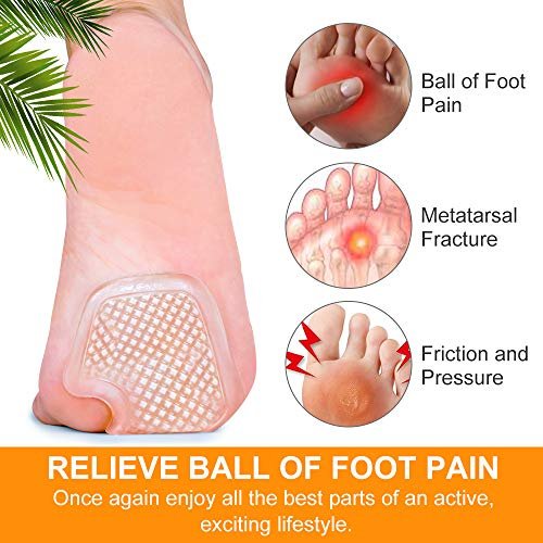 Kimihome Metatarsal Pads 8 Stück Gel-Polster, Ballenpolster schützen und lindern Metatarsalgie, Sesamoid- und Ballenschmerzen - 4 Paar