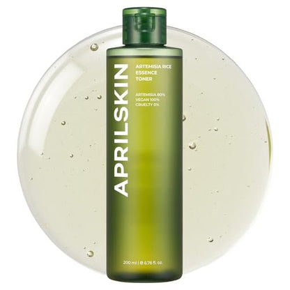 APRILSKIN Artemisia Korean Rice Toner | 100% koreanischer Mugwort | Feuchtigkeitsspendendes Gesichtswasser | Vegan, tierversuchsfrei, niedriger pH-Wert | ohne Sulfate und künstliche Duftstoffe | Koreanische Hautpflege | 200 ml