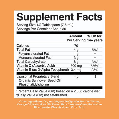 MaryRuth's Megadose Liposomales Vitamin C Liquid | 500 mg pro Portion | Ultimative Absorption | Immununterstützung | Antioxidans | Kollagenbildung | Vegan | Glutenfrei | Zuckerfrei | 7,6 oz | 30 Portionen