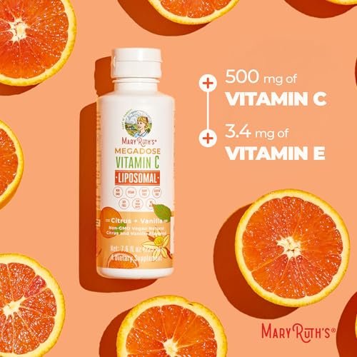 MaryRuth's Megadose Liposomales Vitamin C Liquid | 500 mg pro Portion | Ultimative Absorption | Immununterstützung | Antioxidans | Kollagenbildung | Vegan | Glutenfrei | Zuckerfrei | 7,6 oz | 30 Portionen