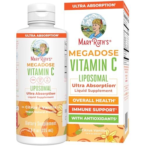 MaryRuth's Megadose Liposomales Vitamin C Liquid | 500 mg pro Portion | Ultimative Absorption | Immununterstützung | Antioxidans | Kollagenbildung | Vegan | Glutenfrei | Zuckerfrei | 7,6 oz | 30 Portionen