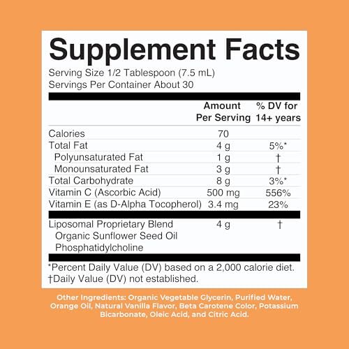MaryRuth's Megadose Liposomales Vitamin C Liquid | 500 mg pro Portion | Ultimative Absorption | Immununterstützung | Antioxidans | Kollagenbildung | Vegan | Glutenfrei | Zuckerfrei | 7,6 oz | 30 Portionen