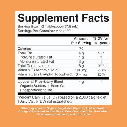 MaryRuth's Megadose Liposomales Vitamin C Liquid | 500 mg pro Portion | Ultimative Absorption | Immununterstützung | Antioxidans | Kollagenbildung | Vegan | Glutenfrei | Zuckerfrei | 7,6 oz | 30 Portionen