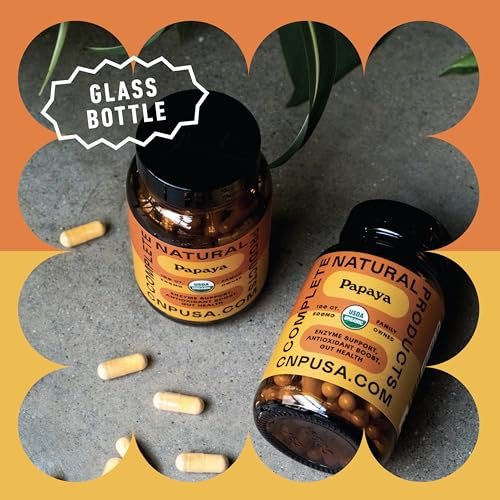 Papaya-Enzym-Kapseln 500mg - Bio-Enzyme für die Verdauung mit Papain, Darmreinigung aus Samen, Vegan, Nicht-GVO, Hergestellt in den USA, Schnell absorbierende Verdauungsformel
