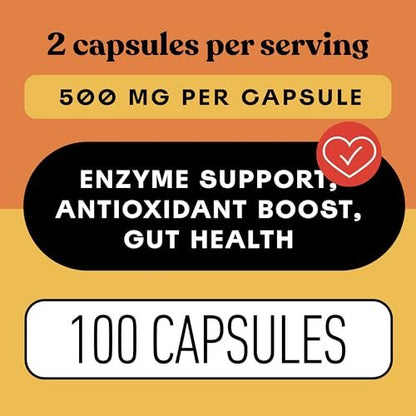 Papaya-Enzym-Kapseln 500mg - Bio-Enzyme für die Verdauung mit Papain, Darmreinigung aus Samen, Vegan, Nicht-GVO, Hergestellt in den USA, Schnell absorbierende Verdauungsformel