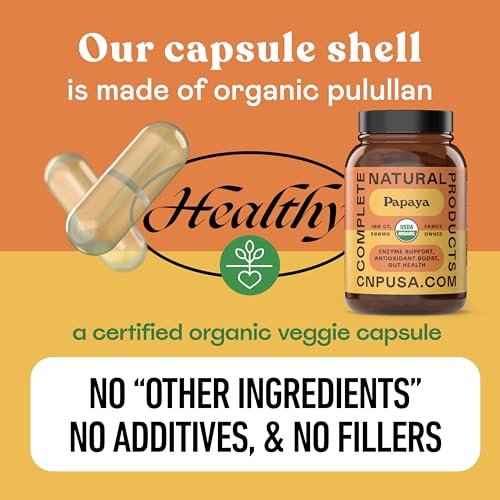 Papaya-Enzym-Kapseln 500mg - Bio-Enzyme für die Verdauung mit Papain, Darmreinigung aus Samen, Vegan, Nicht-GVO, Hergestellt in den USA, Schnell absorbierende Verdauungsformel