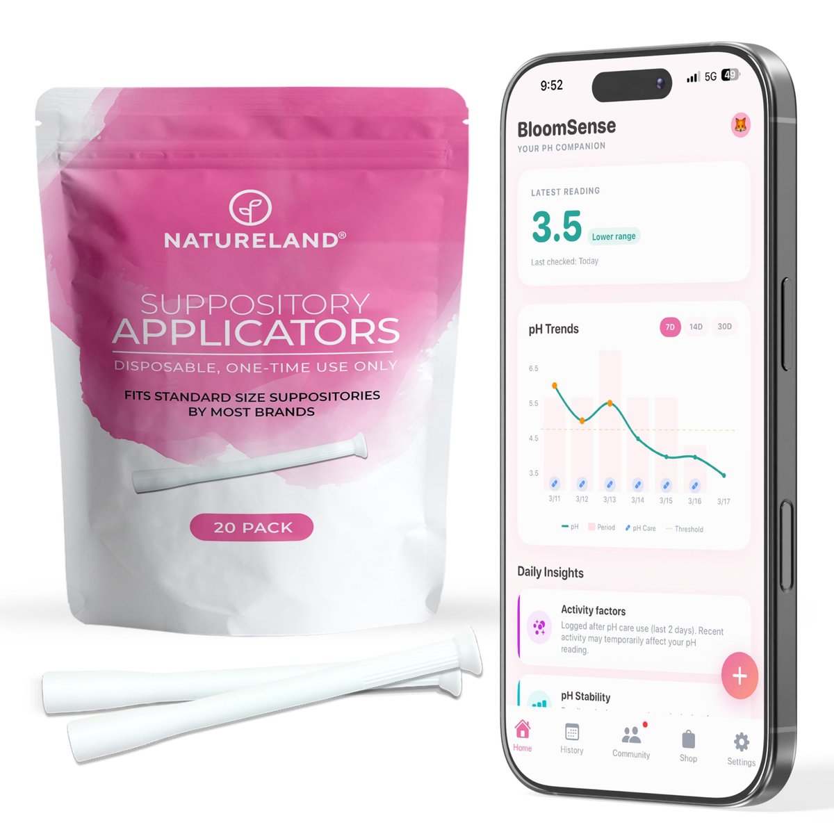 Natureland Personal Applikator für Frauen – Einzeln verpackte Einweg-Applikatoren mit seidig glatter Spitze, tägliches Intimpflege-Tool (Applikatoren mit großer Spitze, 20 Stück (Packung mit 1))