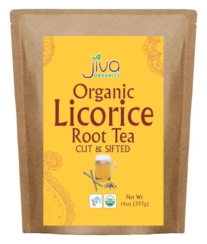 Jiva Organics Bio Süßholzwurzel Tee (geschnitten & gesiebt) Bulk 14 Unzen Kraftbeutel - Nicht-GVO, getrocknet & rein - Glycyrrhiza glabra