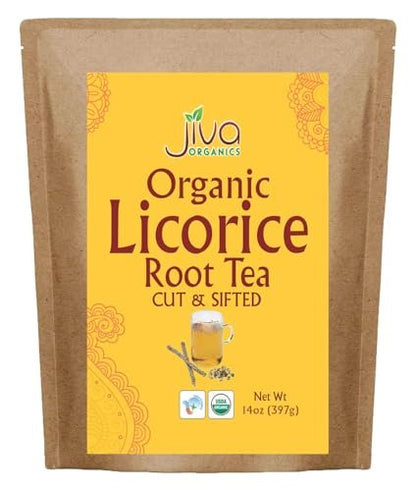 Jiva Organics Bio Süßholzwurzel Tee (geschnitten & gesiebt) Bulk 14 Unzen Kraftbeutel - Nicht-GVO, getrocknet & rein - Glycyrrhiza glabra