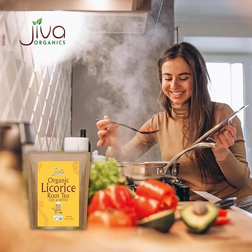 Jiva Organics Bio Süßholzwurzel Tee (geschnitten & gesiebt) Bulk 14 Unzen Kraftbeutel - Nicht-GVO, getrocknet & rein - Glycyrrhiza glabra