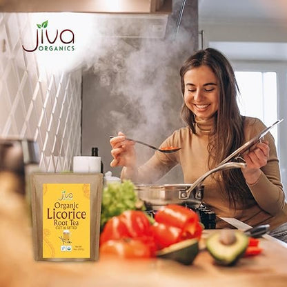 Jiva Organics Bio Süßholzwurzel Tee (geschnitten & gesiebt) Bulk 14 Unzen Kraftbeutel - Nicht-GVO, getrocknet & rein - Glycyrrhiza glabra