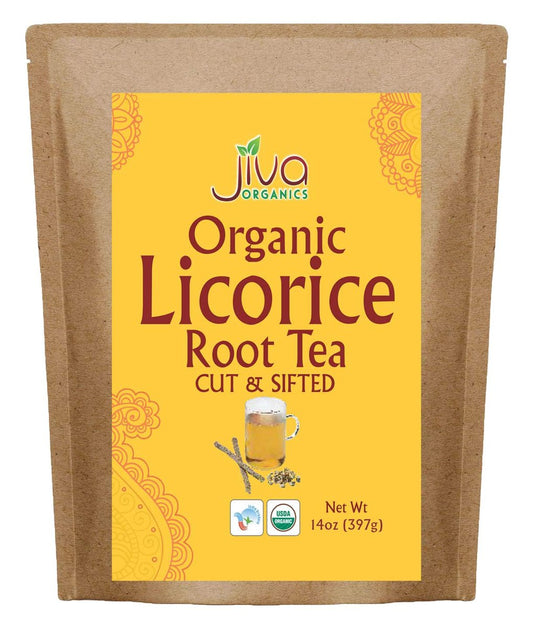 Jiva Organics Bio Süßholzwurzel Tee (geschnitten & gesiebt) Bulk 14 Unzen Kraftbeutel - Nicht-GVO, getrocknet & rein - Glycyrrhiza glabra