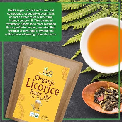 Jiva Organics Bio Süßholzwurzel Tee (geschnitten & gesiebt) Bulk 14 Unzen Kraftbeutel - Nicht-GVO, getrocknet & rein - Glycyrrhiza glabra