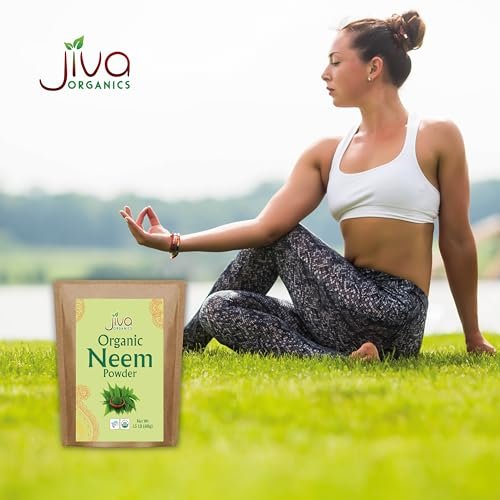 Jiva Organics Bio Neemblattpulver 1,5 Pfund Beutel - Azadirachta Indica - Reines & Natürliches Ayurvedisches Kraut - Neempulver für Ernährung, Haut, Zahnfleisch und mehr!