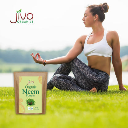 Jiva Organics Bio Neemblattpulver 1,5 Pfund Beutel - Azadirachta Indica - Reines & Natürliches Ayurvedisches Kraut - Neempulver für Ernährung, Haut, Zahnfleisch und mehr!