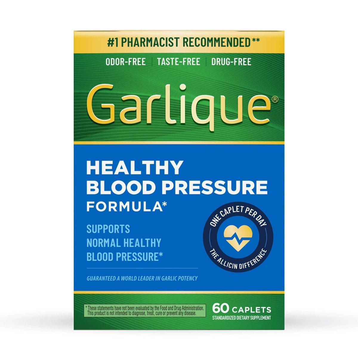 Garlique Knoblauchextrakt Nahrungsergänzungsmittel, Gesunder Blutdruck Formel, Geruchlos & Vegan, 60 Kapseln