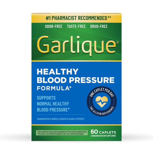Garlique Knoblauchextrakt Nahrungsergänzungsmittel, Gesunder Blutdruck Formel, Geruchlos & Vegan, 60 Kapseln