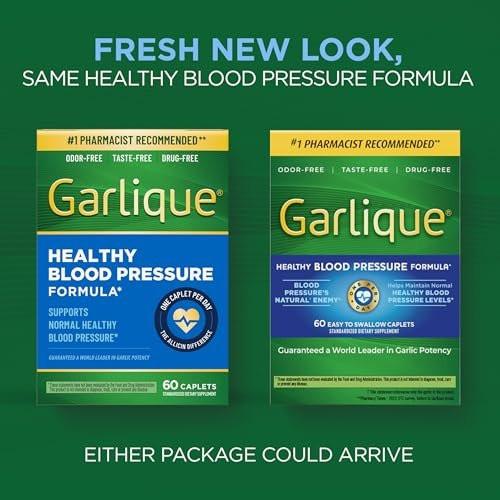 Garlique Knoblauchextrakt Nahrungsergänzungsmittel, Gesunder Blutdruck Formel, Geruchlos & Vegan, 60 Kapseln
